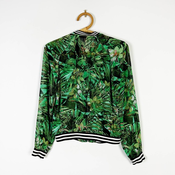 Juicy Couture semi sheer jungle leaf camouflage bomber jacket size Small - Picture 4 of 5